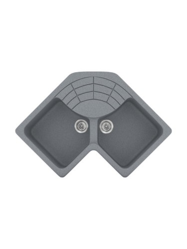 Sanitec Classic 310 Ένθετος Νεροχύτης Γωνιακός από Συνθετικό Γρανίτη Μ83xΠ83cm Metallic Ice