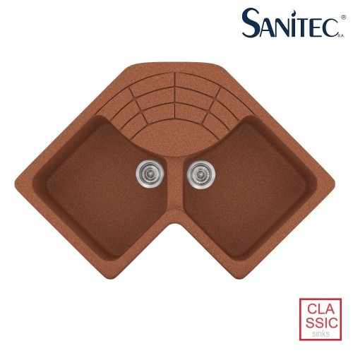Sanitec Classic 310 Ένθετος Νεροχύτης Γωνιακός από Συνθετικό Γρανίτη Μ83xΠ83cm Granite Terracotta