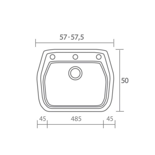 Sanitec Classic 313 313 Ένθετος Νεροχύτης από Συνθετικό Γρανίτη Μ58xΠ50cm White