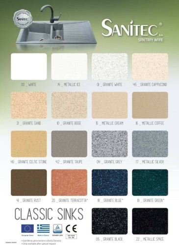 Sanitec Classic 328 328 Ένθετος Νεροχύτης από Συνθετικό Γρανίτη Μ99xΠ51cm Metallic Silver