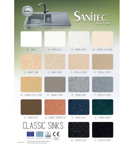 Sanitec Classic 328 328 Ένθετος Νεροχύτης από Συνθετικό Γρανίτη Μ99xΠ51cm Granite Beige