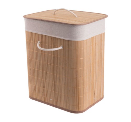 Estia 02 12816 Καλάθι Απλύτων Bamboo Πτυσσόμενο με Καπάκι 40x30x50cm Μπεζ
