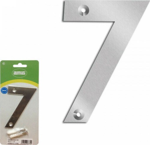 Amig Πινακίδα με Αριθμό 7 σε Ασημί Χρώμα Inox 10cm 27880