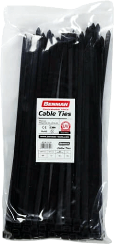 Benman Δεματικά Καλωδίων 250x3.6mm Μαύρο 100τμχ