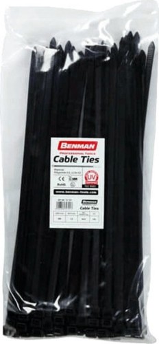 Benman Δεματικά Καλωδίων 300x3.6mm Μαύρο 100τμχ