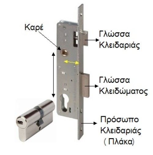 Κλειδαριά Ξυλόπορτας Κυλίνδρου AGB 852.45Κλειδαριά Y85 45mm Χρυσή Οβάλ