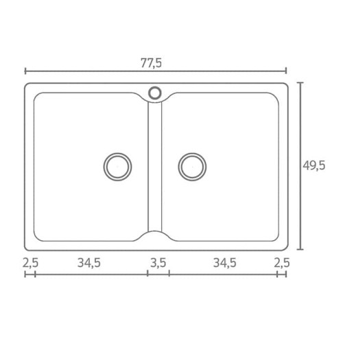 Sanitec Classic 340 340 Ένθετος Νεροχύτης από Συνθετικό Γρανίτη Μ78xΠ50cm Metallic Cream