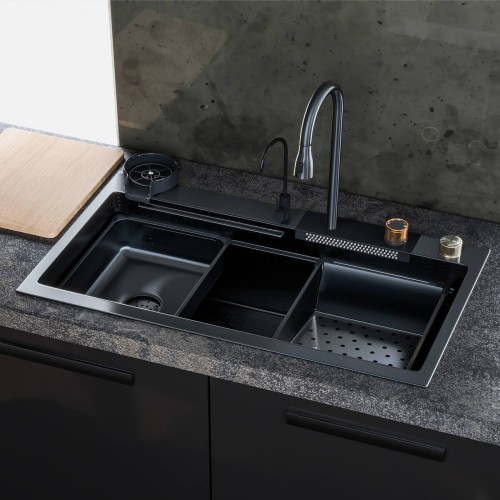 Sanitec 108045 Ένθετος Νεροχύτης Αριστερός Inox με Μπαταρία Μ80xΠ45cm Ασημί