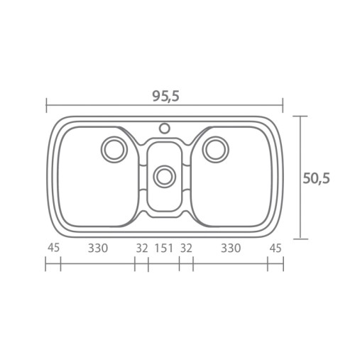 Sanitec Classic 303 303 Ένθετος Νεροχύτης από Συνθετικό Γρανίτη Μ97xΠ51cm Metallic Space